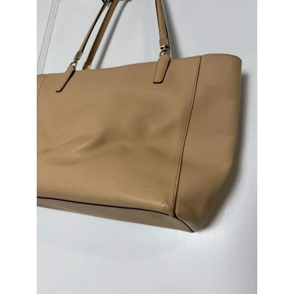Coach Madison Tan Beige Leather Zip Top Tote Bag 29002